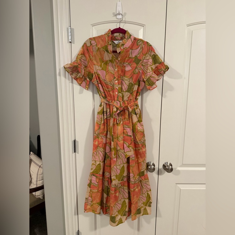 Tropical Floral Button-Up Maxi Dress
